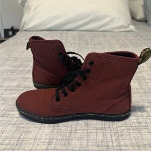 Dr. Martens Cherry Red Canvas Boots